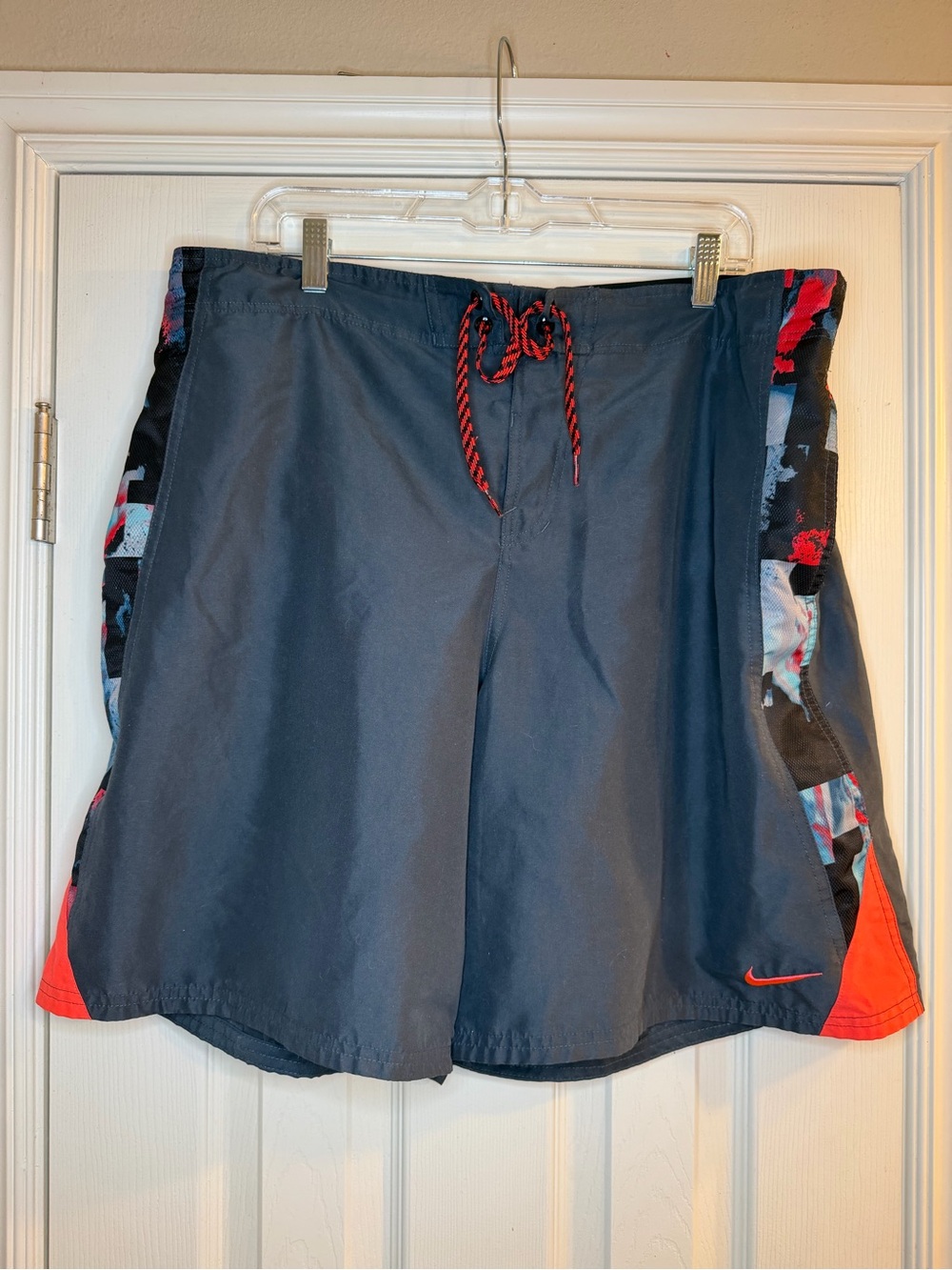 Nike Men's Charcoal, Red and Orange Swim/Board Shorts